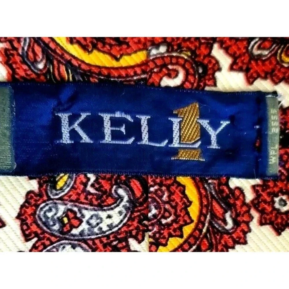 Vintage 70s Kelly 1‎ Paisley Neck Tie USA Made Bright Funky Colorful Statement